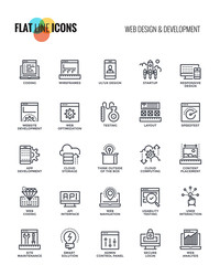 Flat line icons design-Web Design and Development