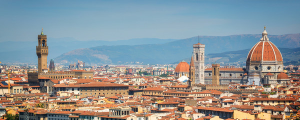 Panoramic view of Florence with the Basilica Santa Maria del Fiore (Duomo), Tuscany, Italy