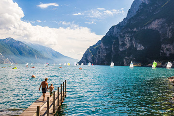 Summer in paradise Lago di Garda in italy - obrazy, fototapety, plakaty