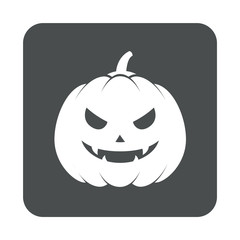 Icono plano calabaza Halloween en cuadrado gris