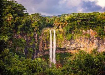 Foto op Canvas Beautiful panorama of Chamarel waterfall © robertobinetti70