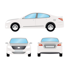 Fototapeta na wymiar Car vector template on white background. Business sedan isolated. white sedan flat style. side back front view