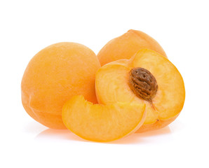 Yellow peach isolated on white background.