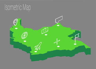 Map Colombia isometric concept.