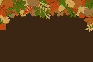Background with hand drawn autumnal leaves. Vector.