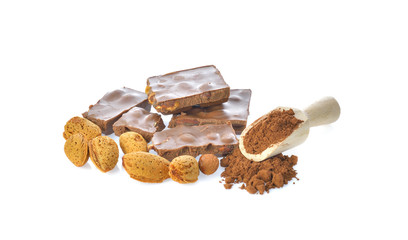 almond chocolate on white background