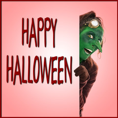 fieser Kobold lacht, Text Happy Halloween