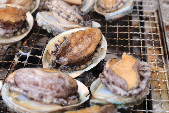 アワビの網焼き
