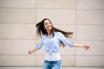 Beautiful and happy girl smiling.