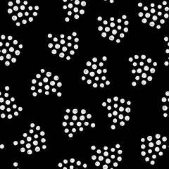Fototapeta na wymiar Seamless abstract pattern background with hand drawn doodle geometric figures circles on black