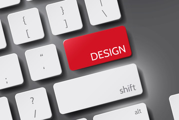 Design on Red Keyboard Button. Design on Blue Keyboard Button. Keyboard with Design Button.