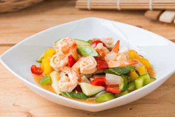 sweet and sour sauce fried with seafood shrimp squid
