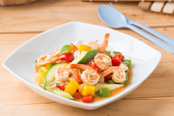 sweet and sour sauce fried with seafood shrimp squid