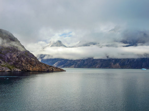 The Prins Christian Sund in Greenland, ice floes and glaciers