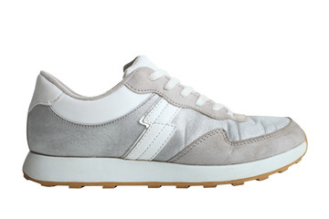 One pair of silver sneakers