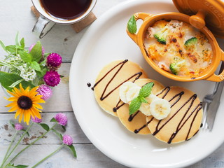 パンケーキのワンプレート