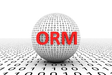 ORM conceptual sphere binary code 3d illustration