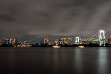 Fototapeta na wymiar Rainbow bridge view from Odaiba, Tokyo, Japan