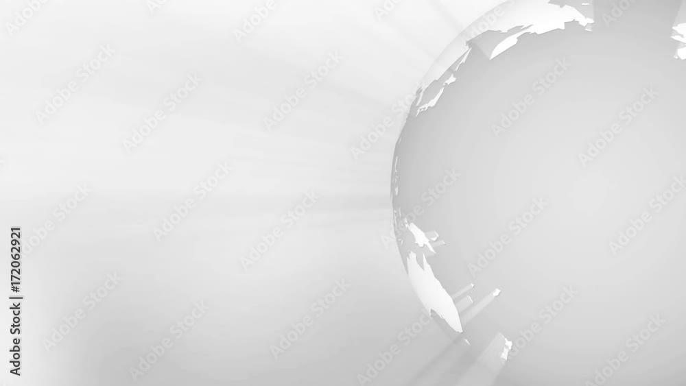 Wall mural rotating earth globe with rays. business gray background loop.