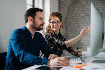 Software engineers working on project