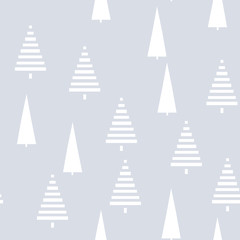 Obraz premium Christmas pattern with trees. Simple, winter background graphic to print on fabric, paper, gift wrapping, packaging, 