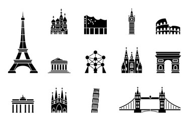 Wahrzeichen von Europa - Iconset (in Schwarz)