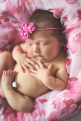 Obraz na płótnie Canvas tender newborn sleeping on stylish background