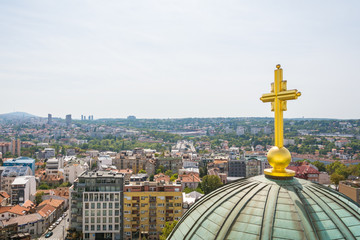 Naklejka premium Belgrade, Serbia - September 11, 2017 : Look from the viewpoint on the temple Saint Sava in Belgrade