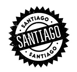 Santiago rubber stamp. Grunge design with dust scratches. Effects can be easily removed for a clean, crisp look. Color is easily changed.