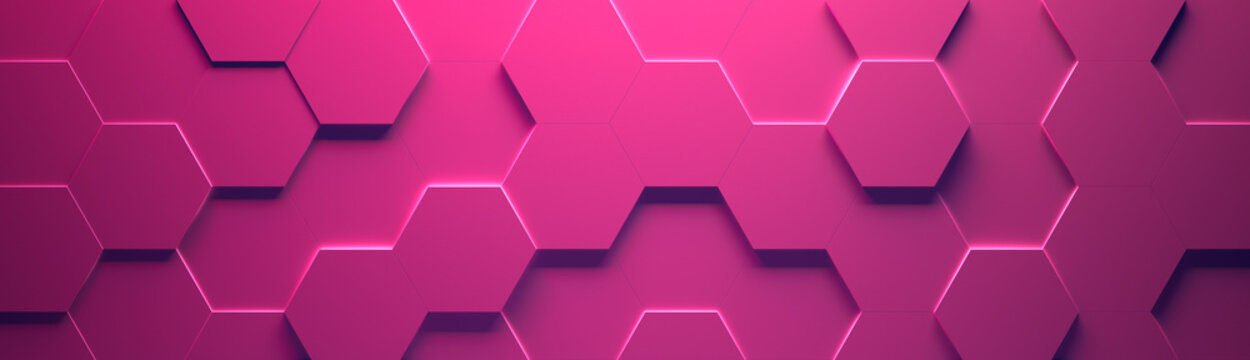 Pink Wide Hexagon Background (Site head) (3d illustration)