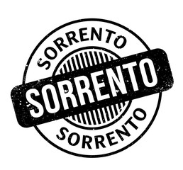 Sorrento rubber stamp. Grunge design with dust scratches. Effects can be easily removed for a clean, crisp look. Color is easily changed.