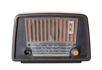 Antique radio isolated on white background.