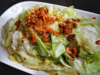 Stir fried cabbage with fish sauce Thai Style