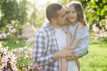 Fototapeta premium father and baby on arms
