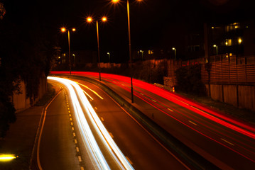 Long expose of cars passing on the freeway