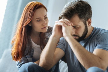 Nice pleasant woman being worried about her boyfriend