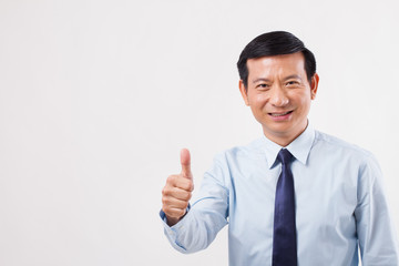 businessman pointing up thumb up gesture