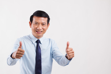 businessman pointing up thumb up gesture