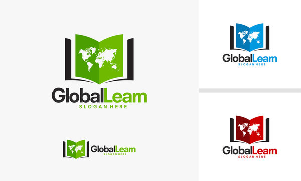 World Education logo template, Global Learn logo designs vector