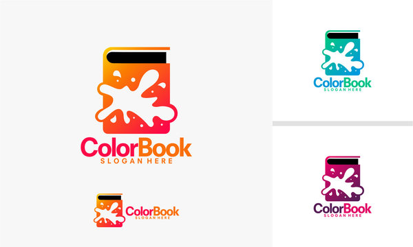 Painting guide logo template, Coloring book logo designs vector,