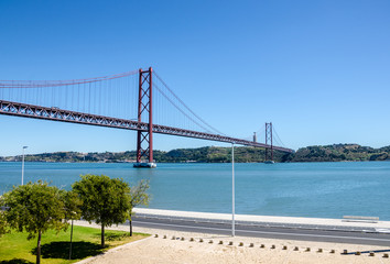 25 de Abril bridge, Tage river, Cristo Rei, Lisbon, Portugal