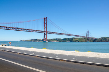 25 de Abril bridge, Tage river, Cristo Rei, Lisbon, Portugal