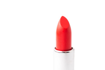 Close up of Lipstick on a white background.