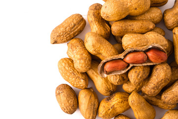 Peanuts on white background.