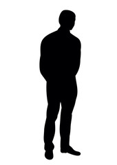vector, isolated black silhouette man standing