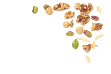 Mixed nuts on white background - isolated