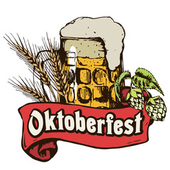 Oktoberfest illustration for the German autumn beer festival. Vector