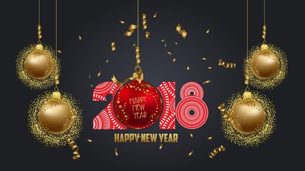 Luxury Elegant Merry Christmas and happy new year 2018 poster. Christmas balls