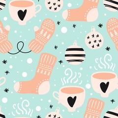 Materiał do szycia Winter seamless pattern.
