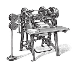 Bookbinding machine - vintage illustration 